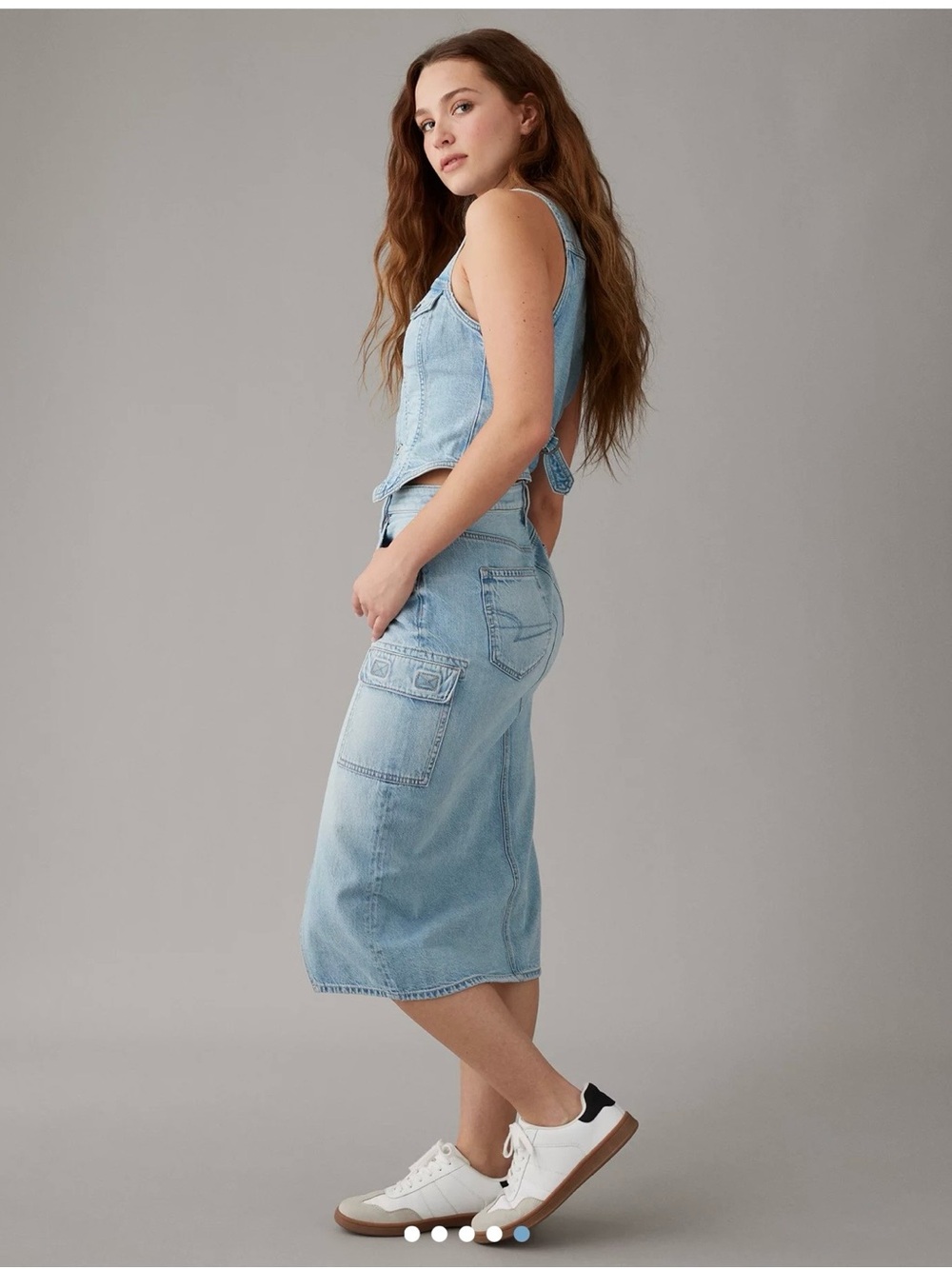 American eagle cargo denim skirt